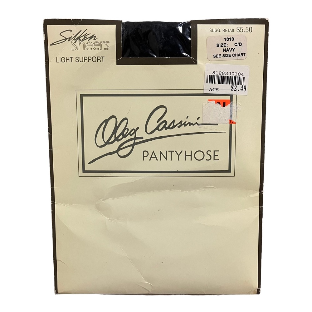 Vintage NOS Oleg Cassini Silken Sheers Navy Pantyhose